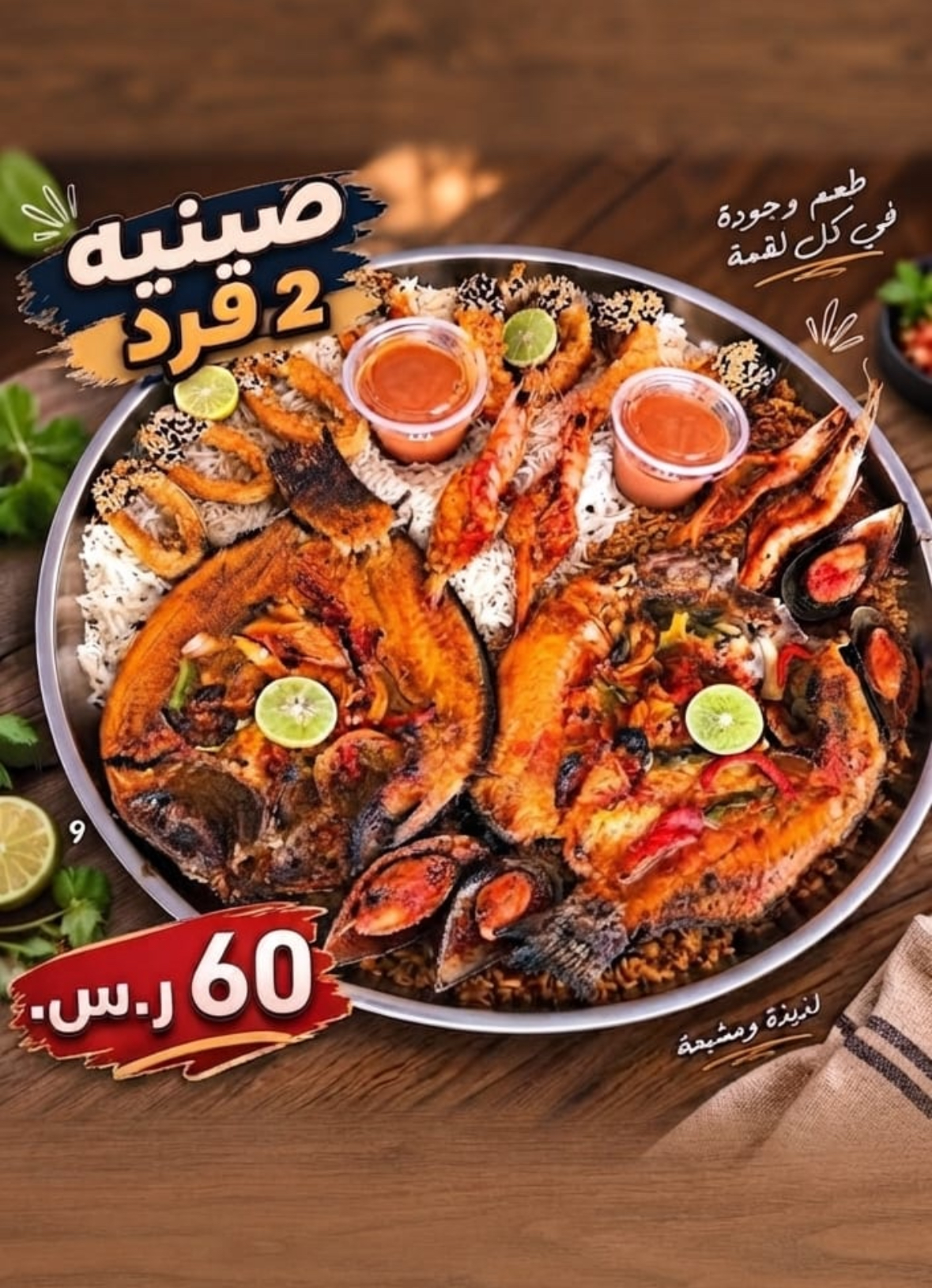 تشكيلة مأكولات بحرية من مطعم كنز البحر